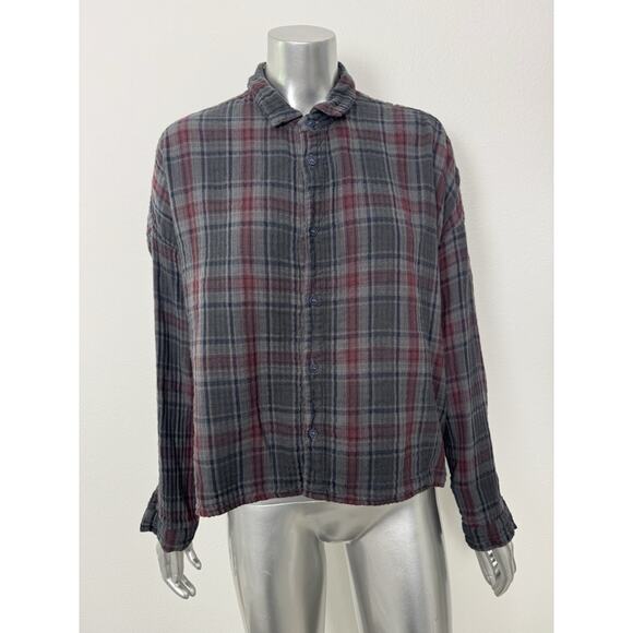 CP Shades Shirt Womens Medium Gauze Plaid Relaxed Long Sleeve Button Up Barn - Picture 1 of 9
